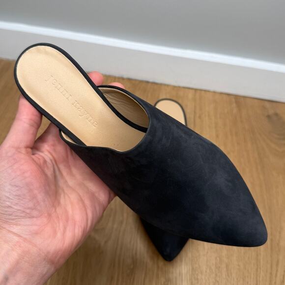 NEW Jenni Kayne Black Oiled Leather Kitten Heel Mule Pointed Toe Size 36 (US 6) - Picture 4 of 13